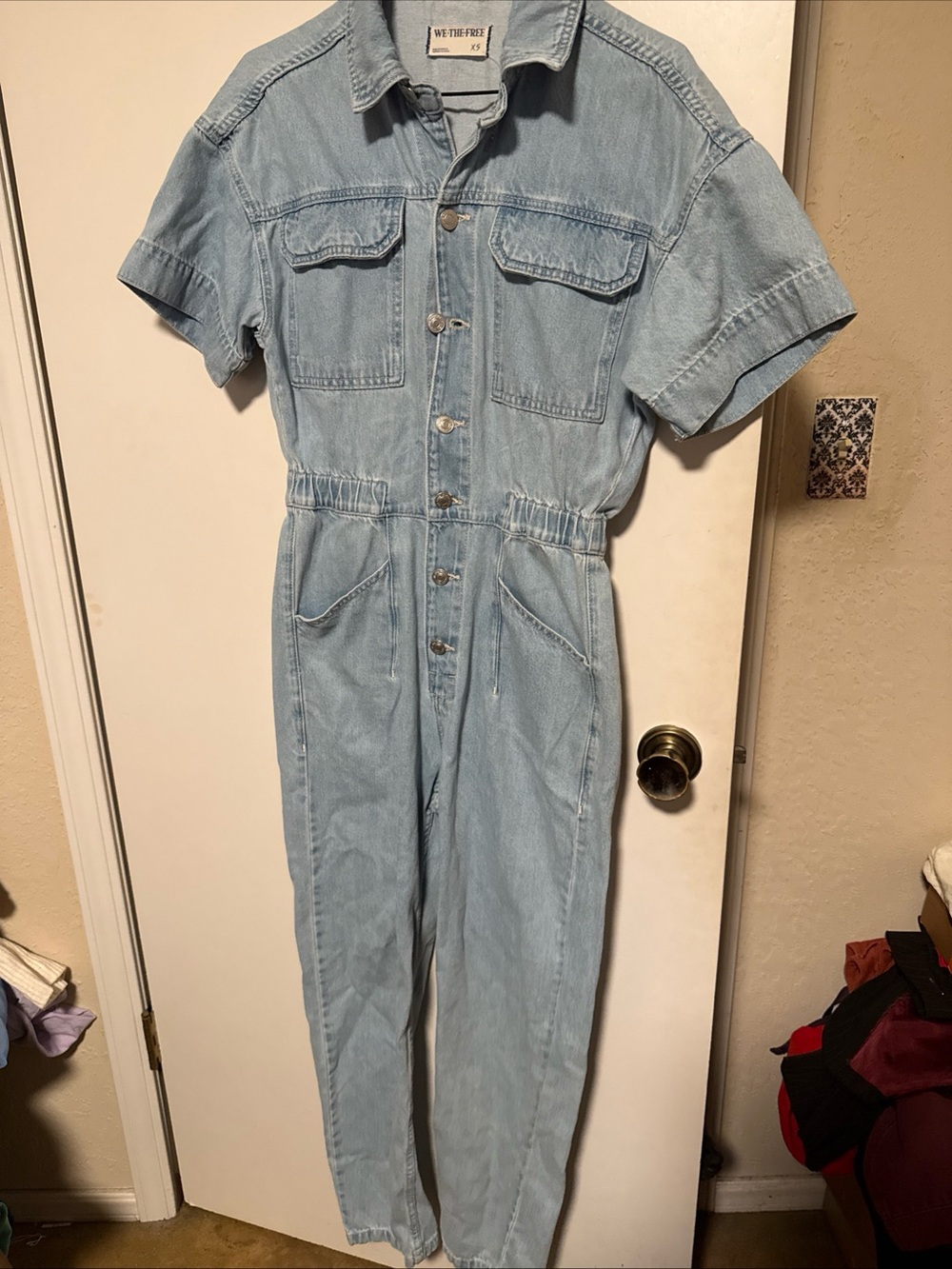 We The Free Light Blue Denim Jumpsuit Romper